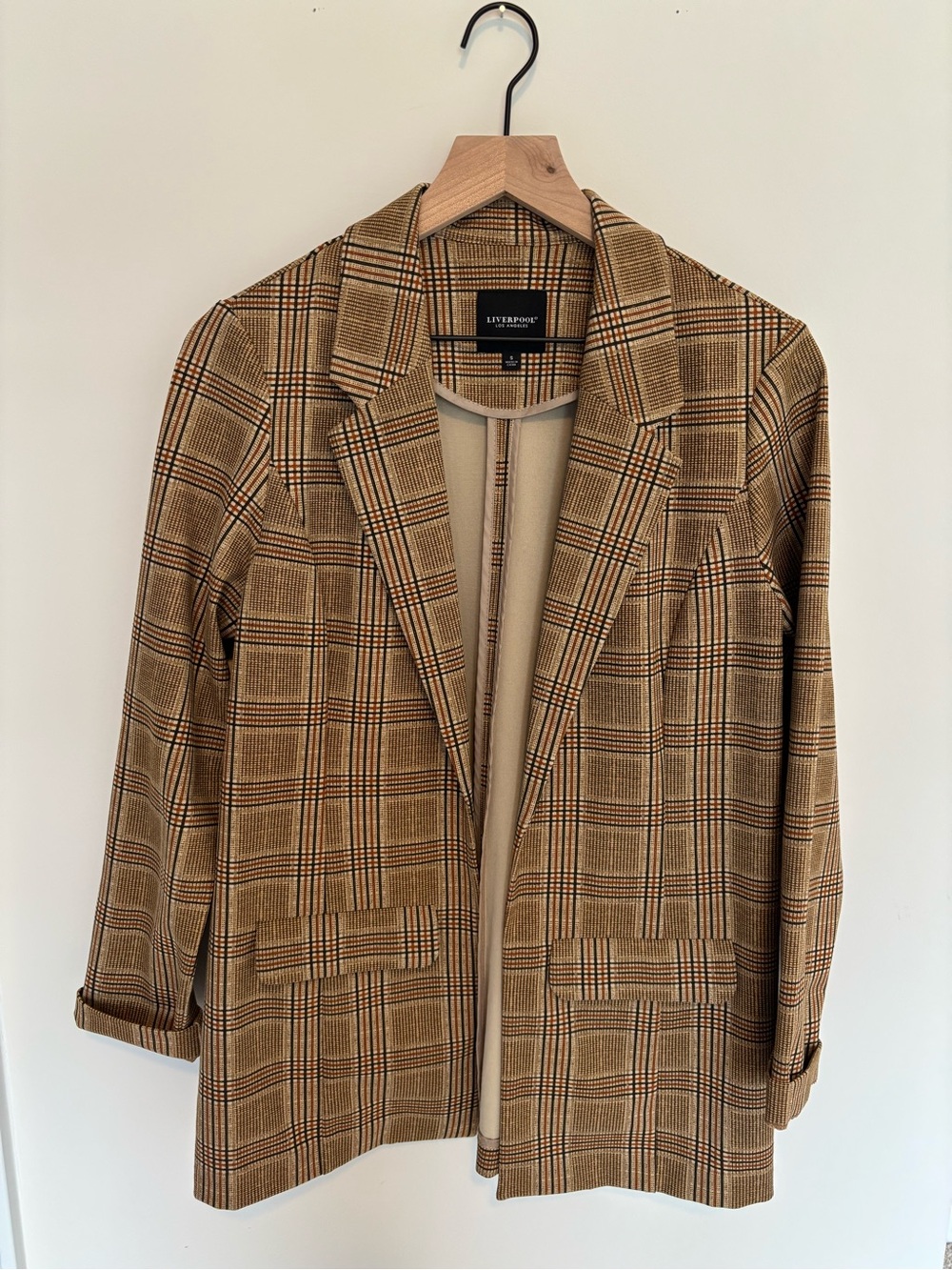 Liverpool Plaid Blazer in Tan and Black